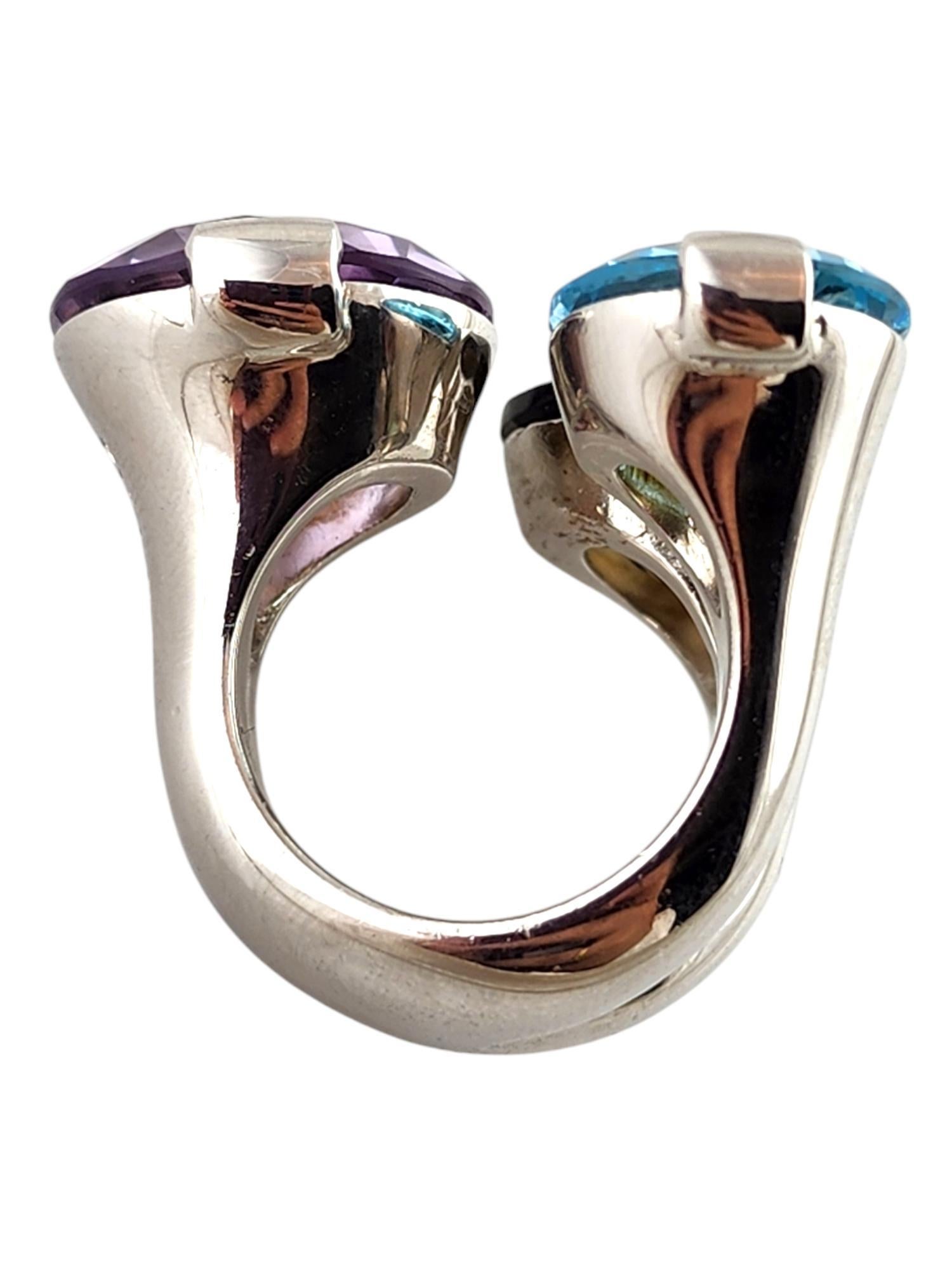 Pianegonda Sterling Silver Multicolored Gemstone Ring Size 6.75 #20102 For Sale 1