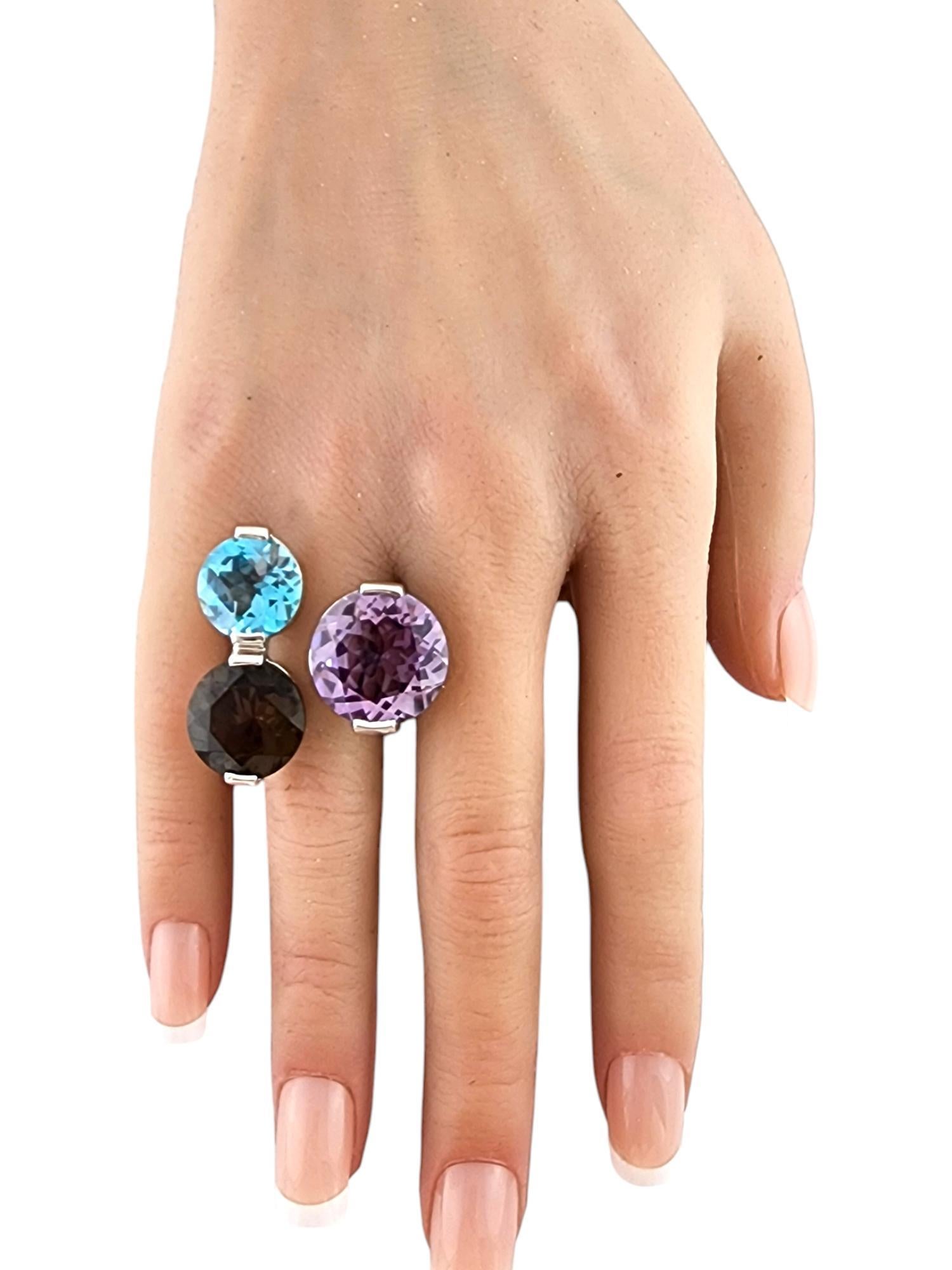 Pianegonda Sterling Silver Multicolored Gemstone Ring Size 6.75 #20102 For Sale 4