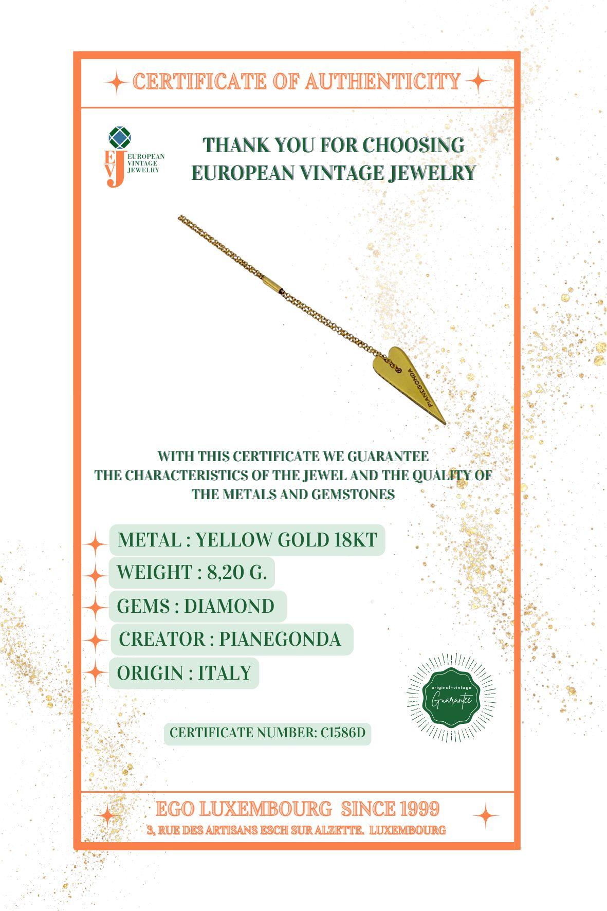 Pianegonda Herz-Halskette aus Gelbgold mit Diamanten im Angebot 3