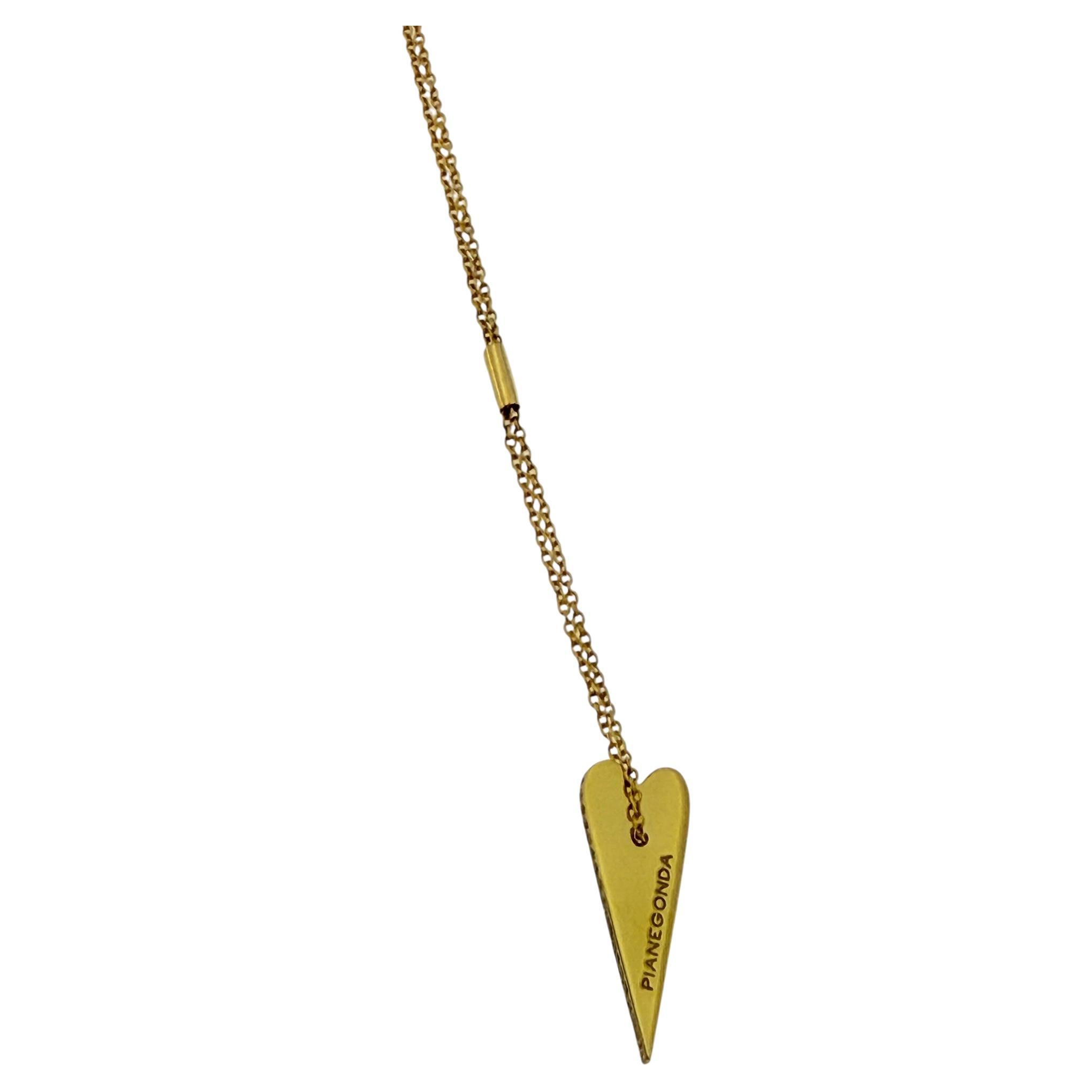 Pianegonda Herz-Halskette aus Gelbgold mit Diamanten im Angebot