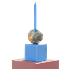 Pianeta Candle Holder by Adrian Cruz, Hand-Carved Onyx & Resin