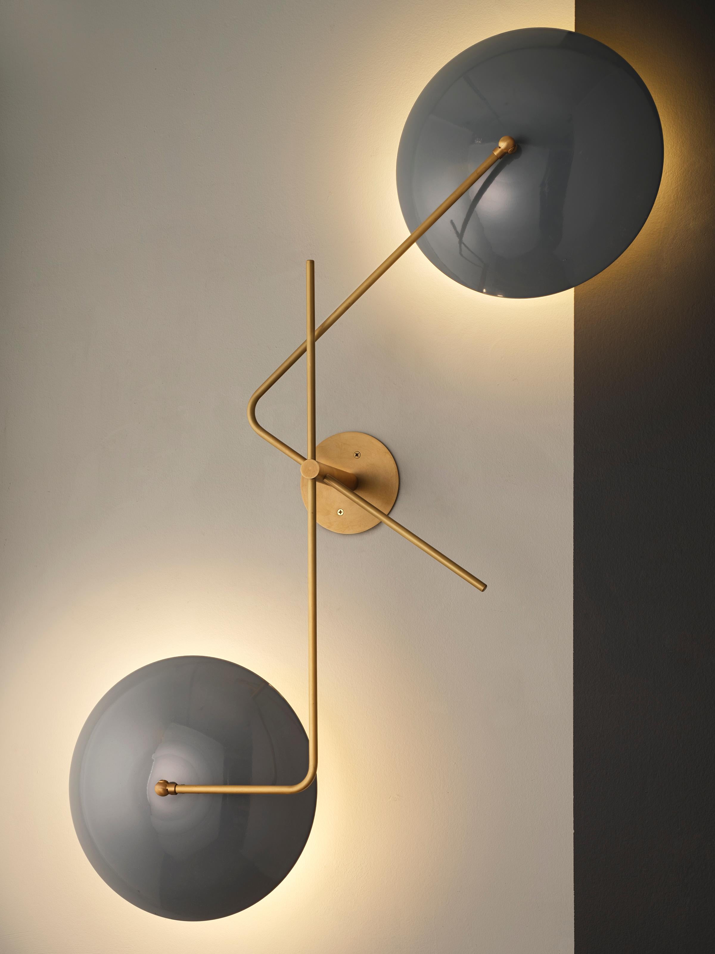 Contemporary Pianeta Large-Scale Wall Light or Sconce in Enamel & Brass, Blueprint Lighting For Sale