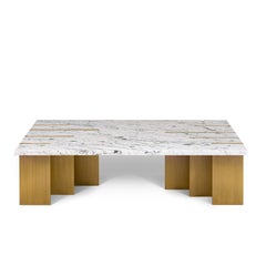 Luxury handmade Carrara marble & brass, Pianist coffee table by InsidherLand