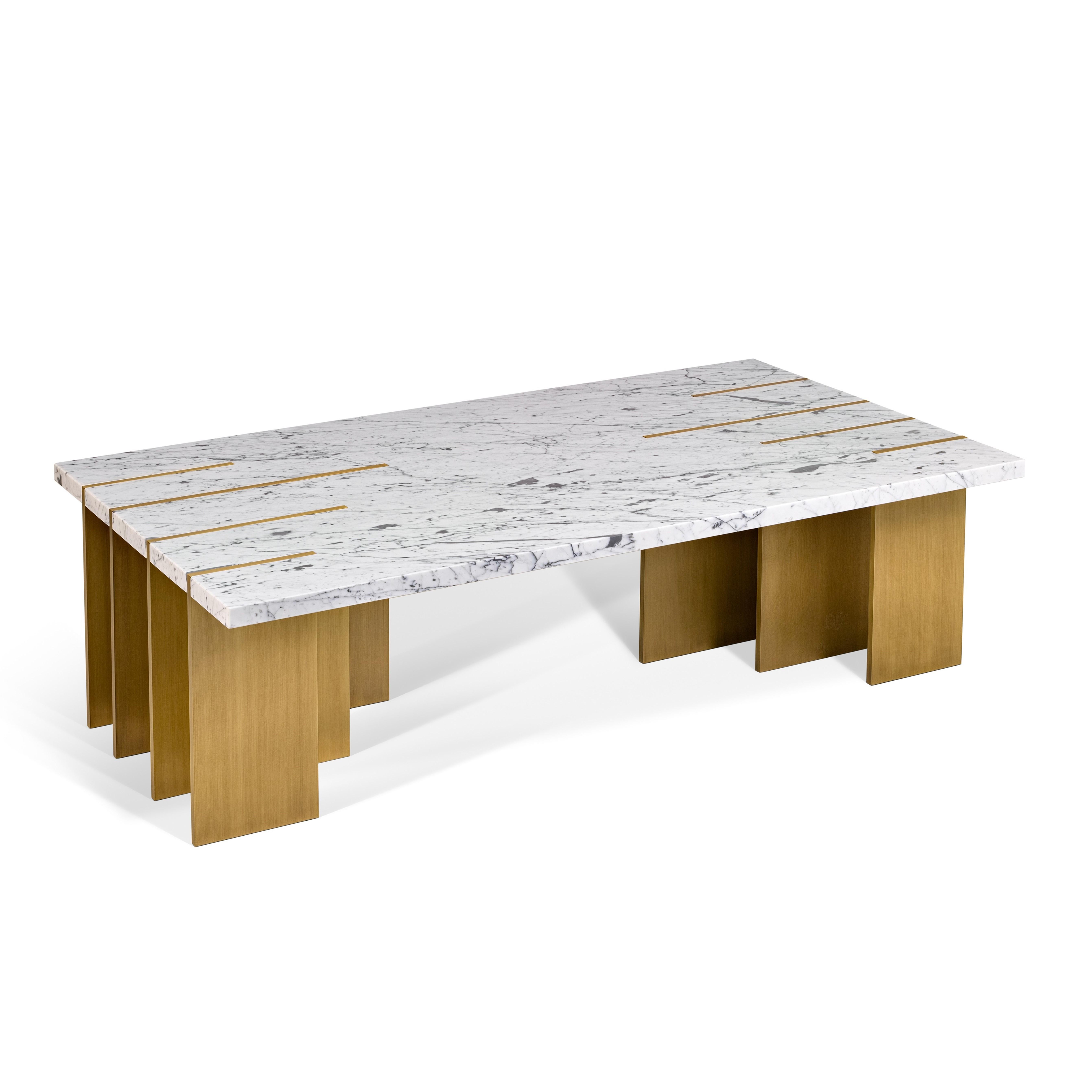 Modern Pianist Coffee Table, Carrara Brass, InsidherLand by Joana Santos Barbosa For Sale