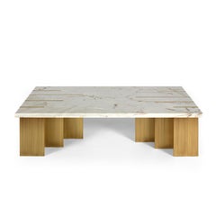 Luxury handmade Estremoz marble & brass, Pianist coffee table by InsidherLand