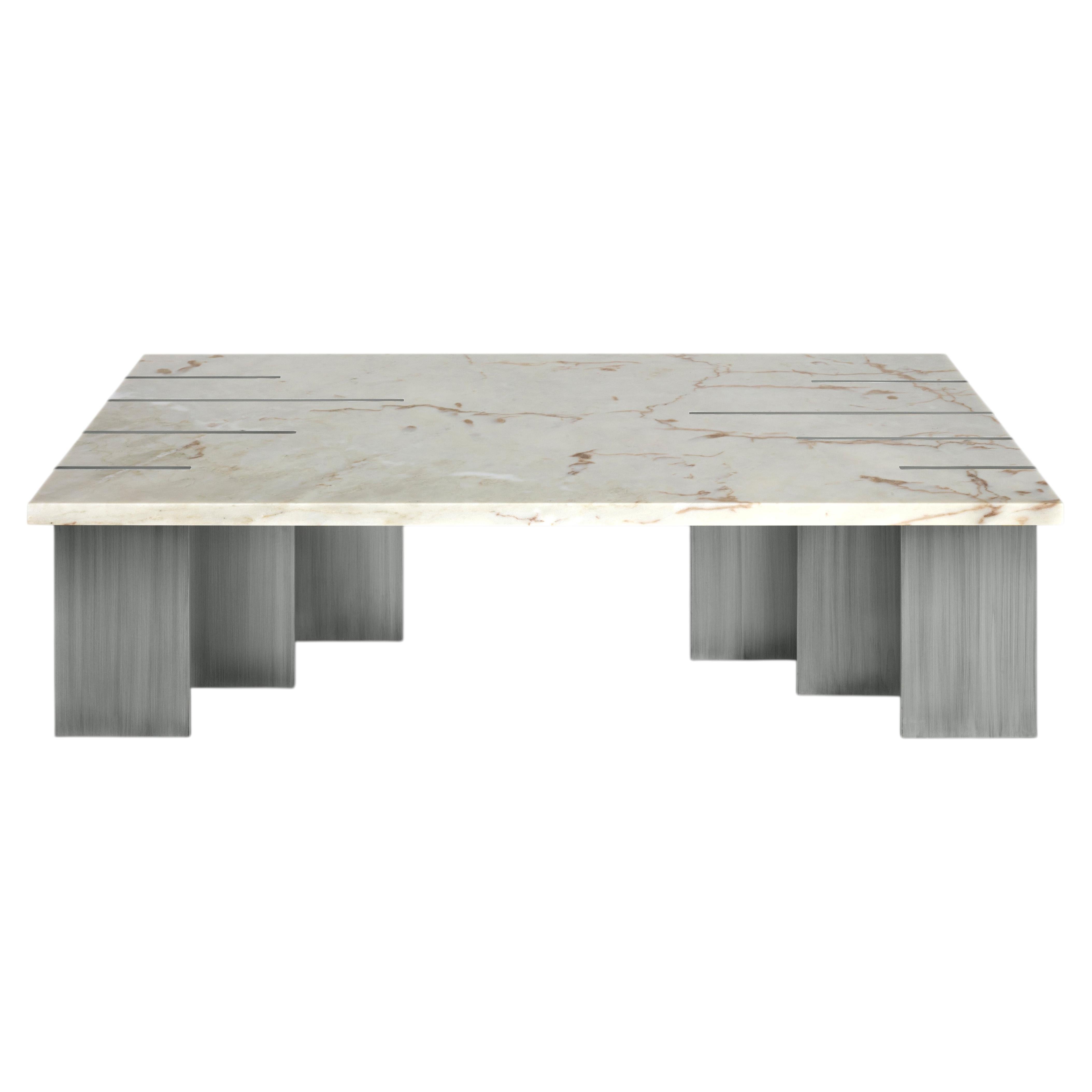 Luxury handmade Estremoz marble & steel, Pianist coffee table by InsidherLand For Sale