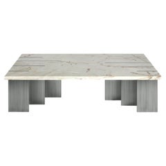 Luxury handmade Estremoz marble & steel, Pianist coffee table by InsidherLand