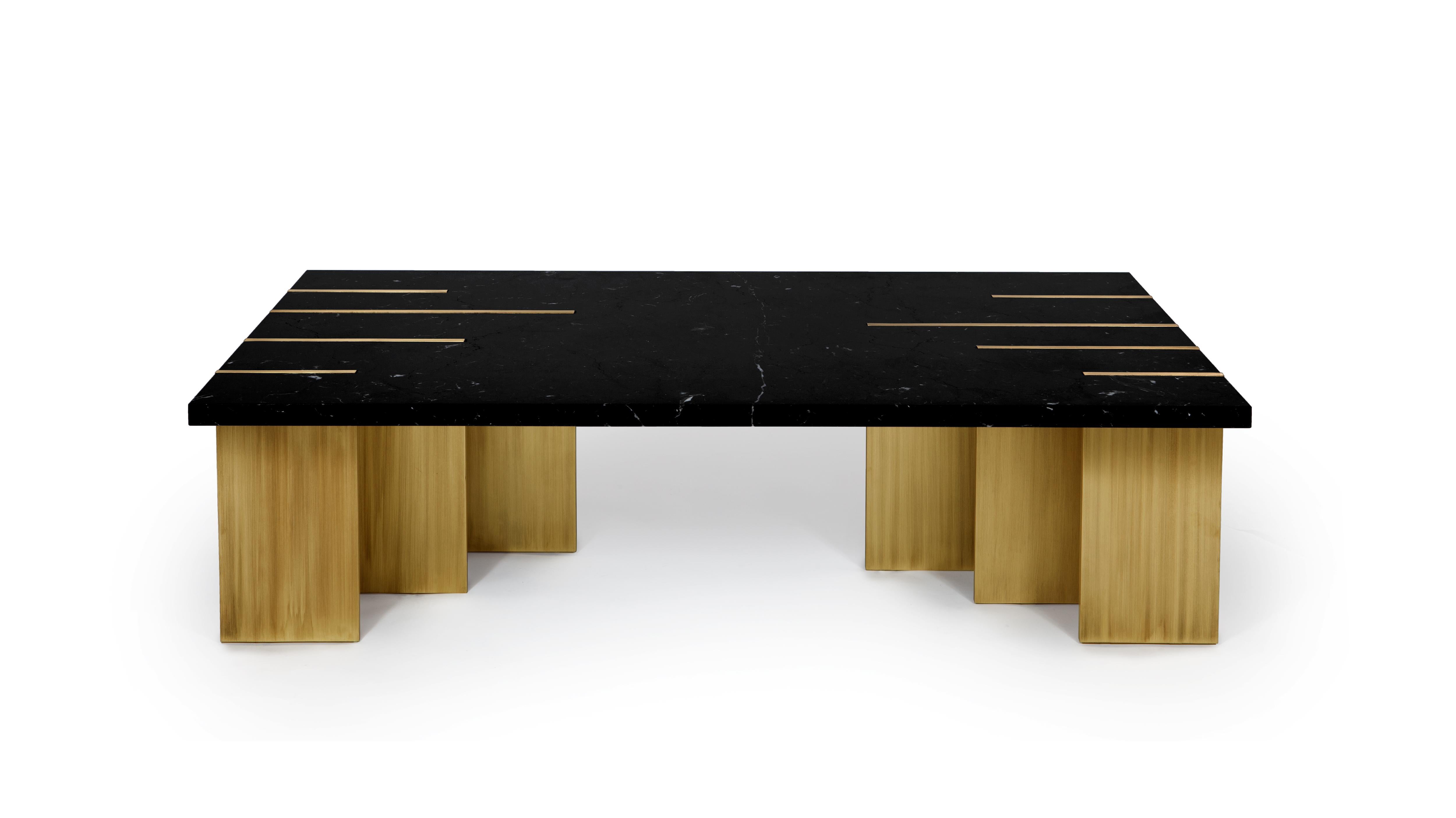 Post-Modern Pianist Nero Marquina Marble Coffee Table by InsidherLand For Sale