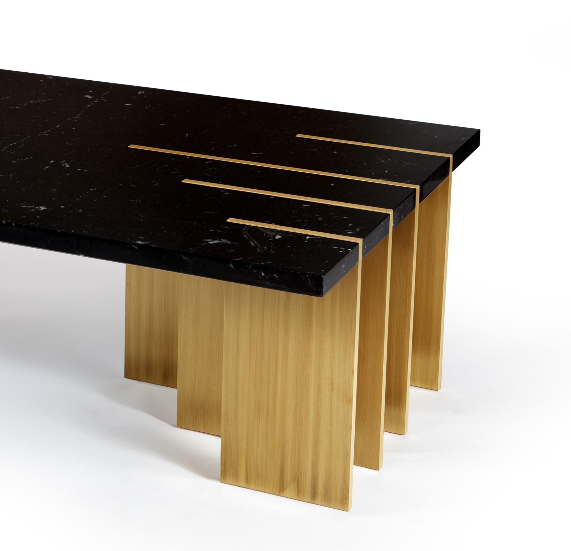 Portuguese Pianist Nero Marquina Marble Coffee Table by InsidherLand For Sale