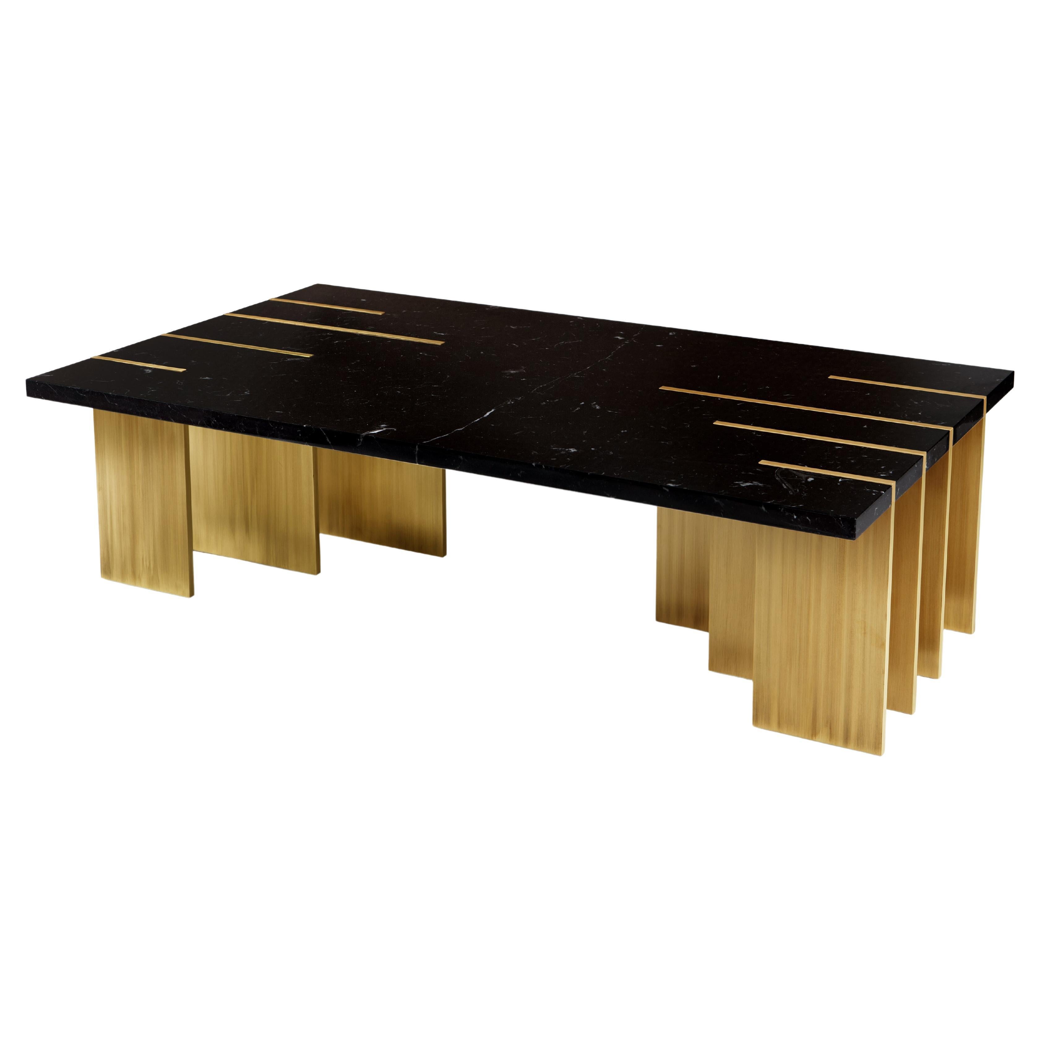 Pianist Nero Marquina Marble Coffee Table by InsidherLand For Sale