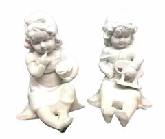 Piano Baby Girls with Toys Bisque Porcelain Figurine Hutschenreuther, 1910s