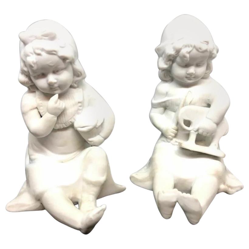 Piano Baby Girls with Toys Bisque Porcelain Figurine Hutschenreuther, 1910s