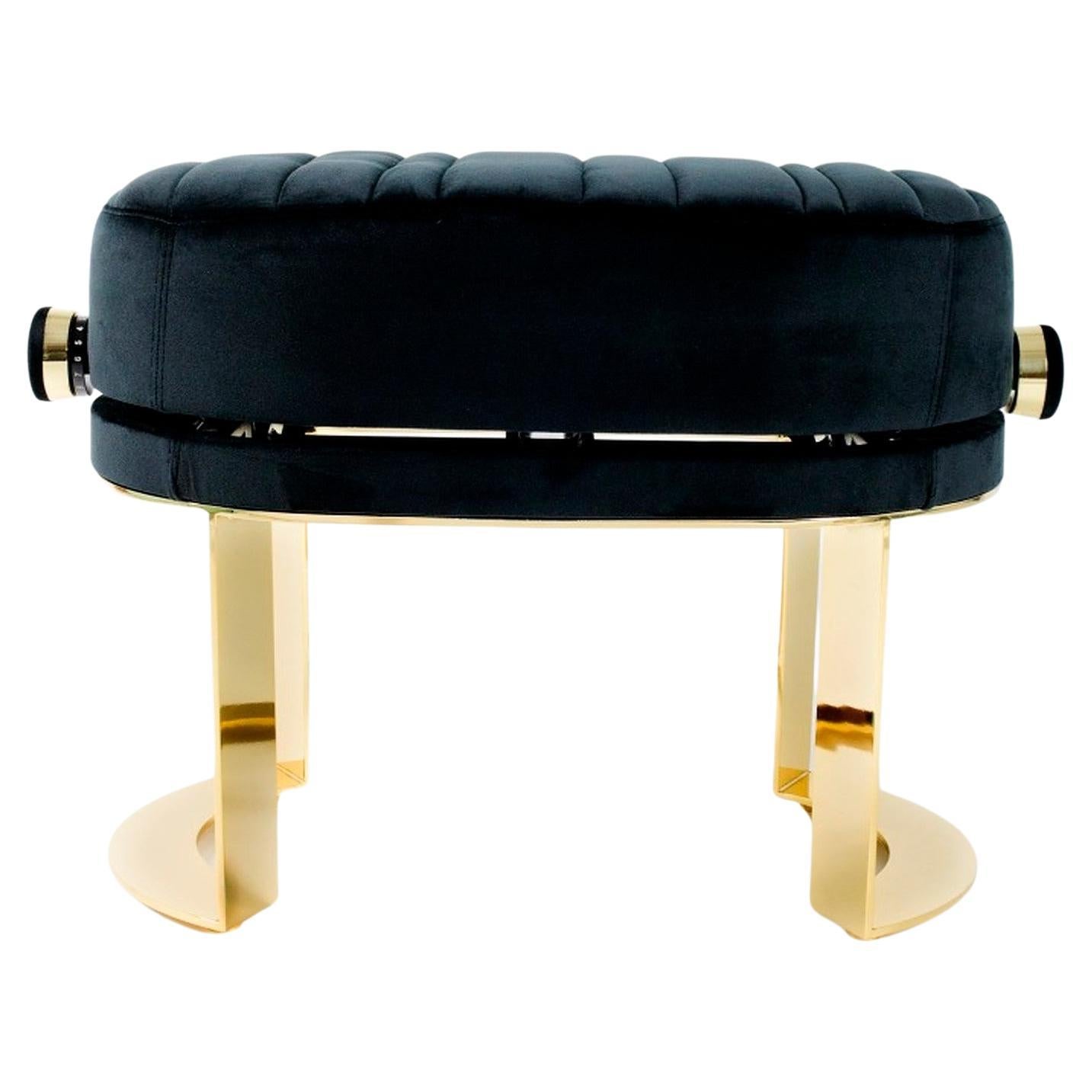 The first Oval Adjustable Piano Bench. 

Lola Piano Bench is a a versatile piece to accompany your piano and also to use as a vanity stool. Design your own Piano stool by choosing between several velvet colors, leather or eco-leather  and chrome,