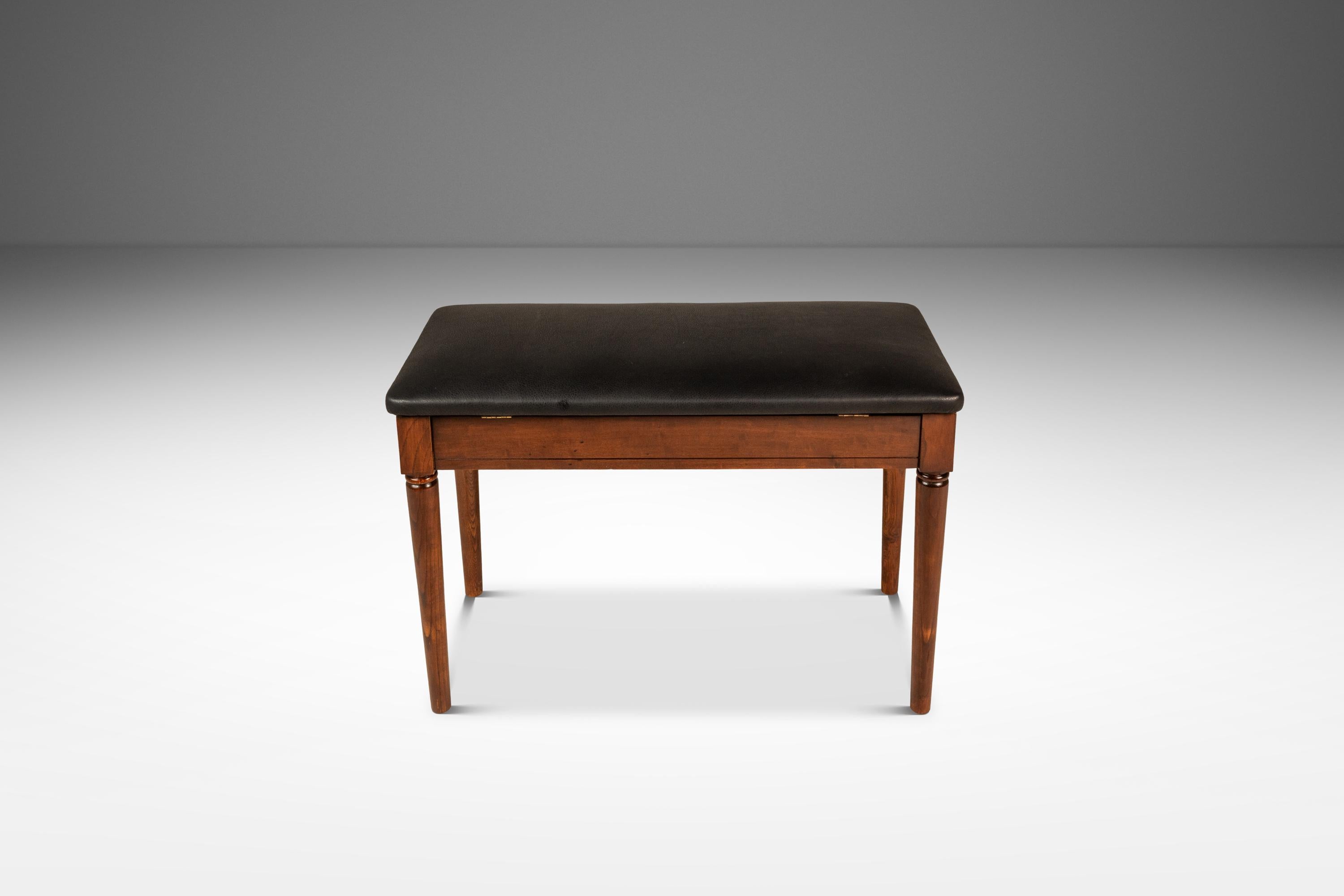 Walnut Piano Bench, Manual Arts Paired Well w/ Baldwin Acrosonic Piano, USA, c. 1960's For Sale