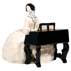 Piano Lady, Crinoline At A Spinet, by Bertold Loeffler, Vienna Ceramics, Ca 1913