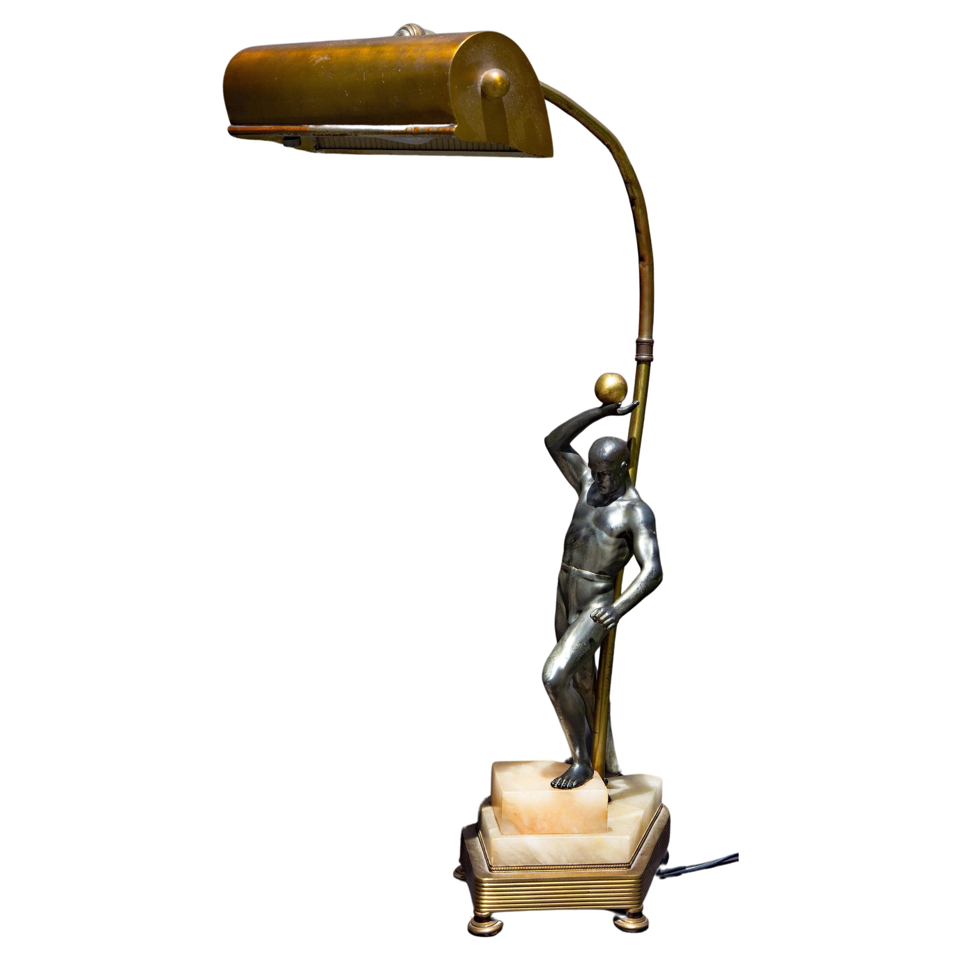 20th Century Piano Lamp with Figure of Atlas Circa 1920's For Sale