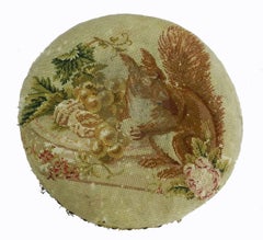 Piano Stool Adjustable French Revolving Tapestry Music Dressing Stool circa 1910