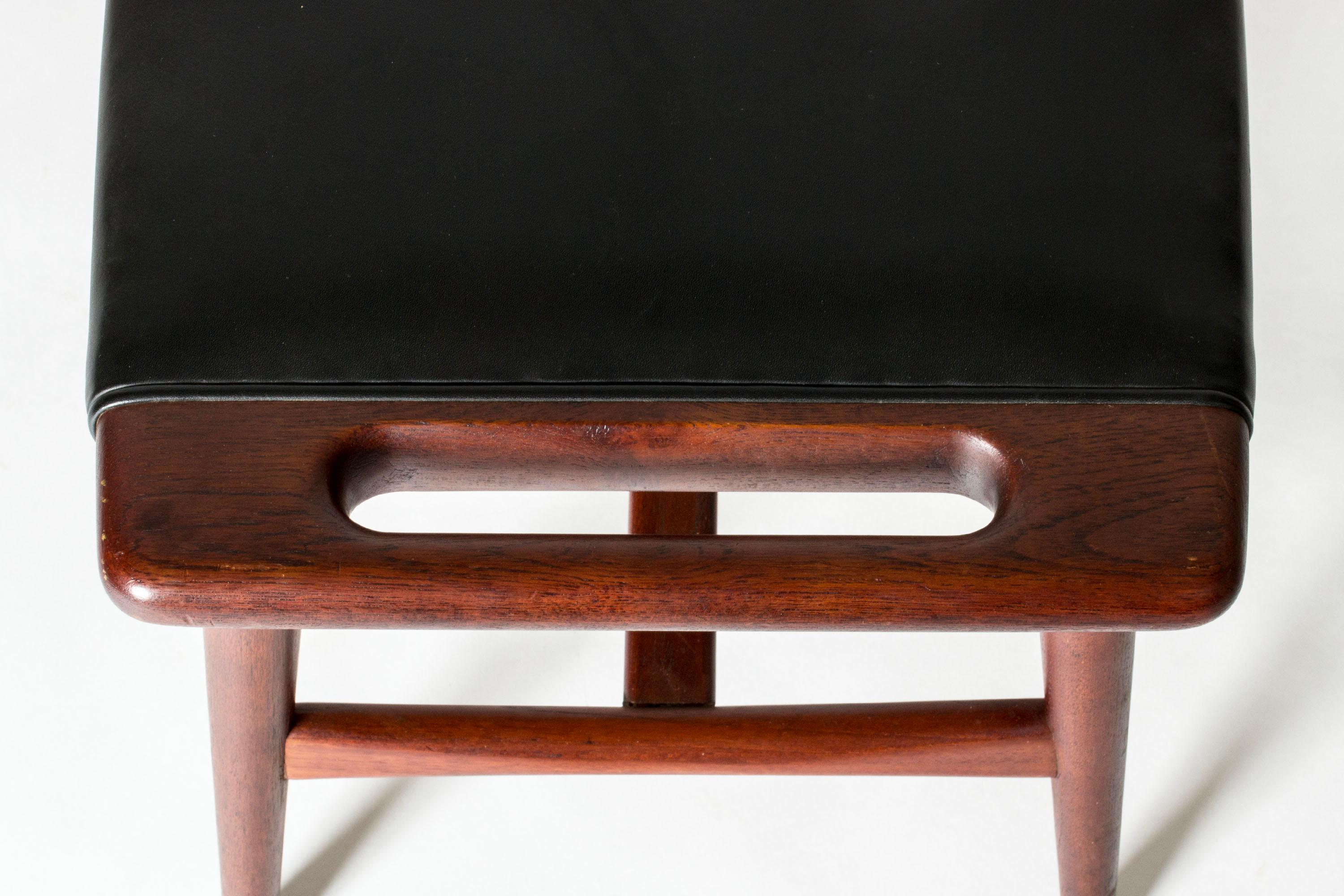 Leather Piano Stool by Hans J. Wegner for L. Chr. Larsen & Søn, Denmark, 1950s For Sale
