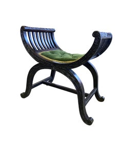 Tabouret de piano avec coussin vert, 19ème siècle