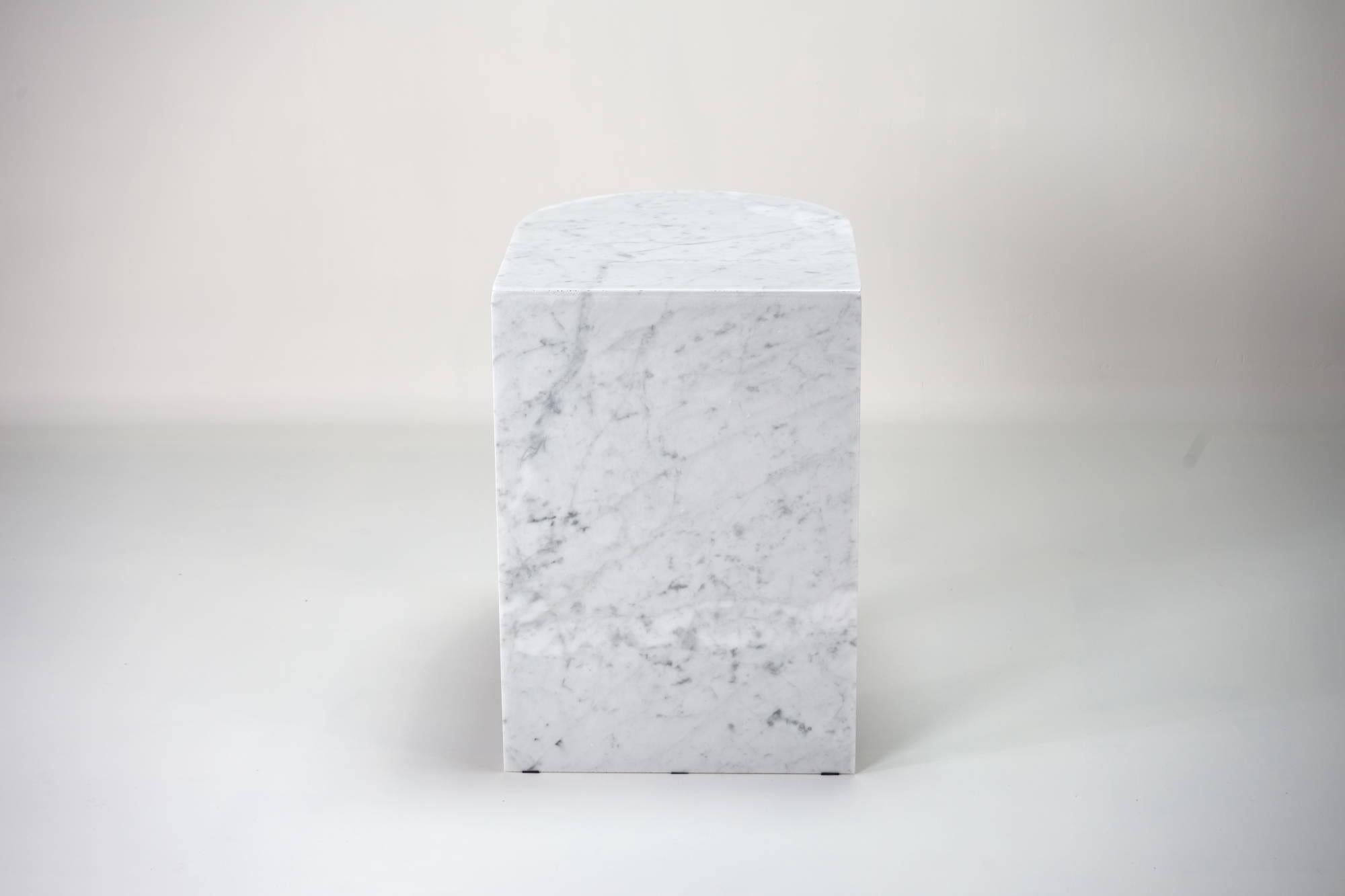 Modern Pianoforte - Carrara Marble Side Table By DFdesignlab Handmade in Italy For Sale