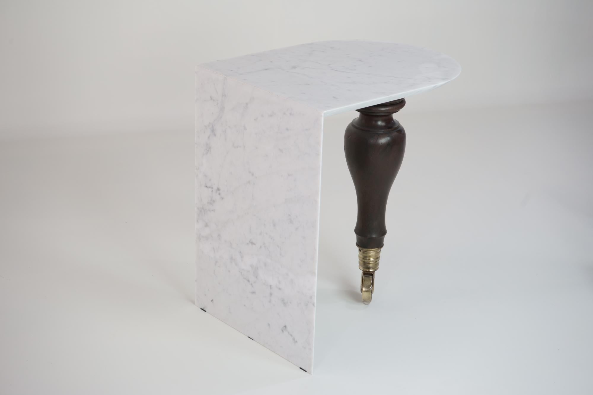 Woodwork Pianoforte - Carrara Marble Side Table By DFdesignlab Handmade in Italy For Sale