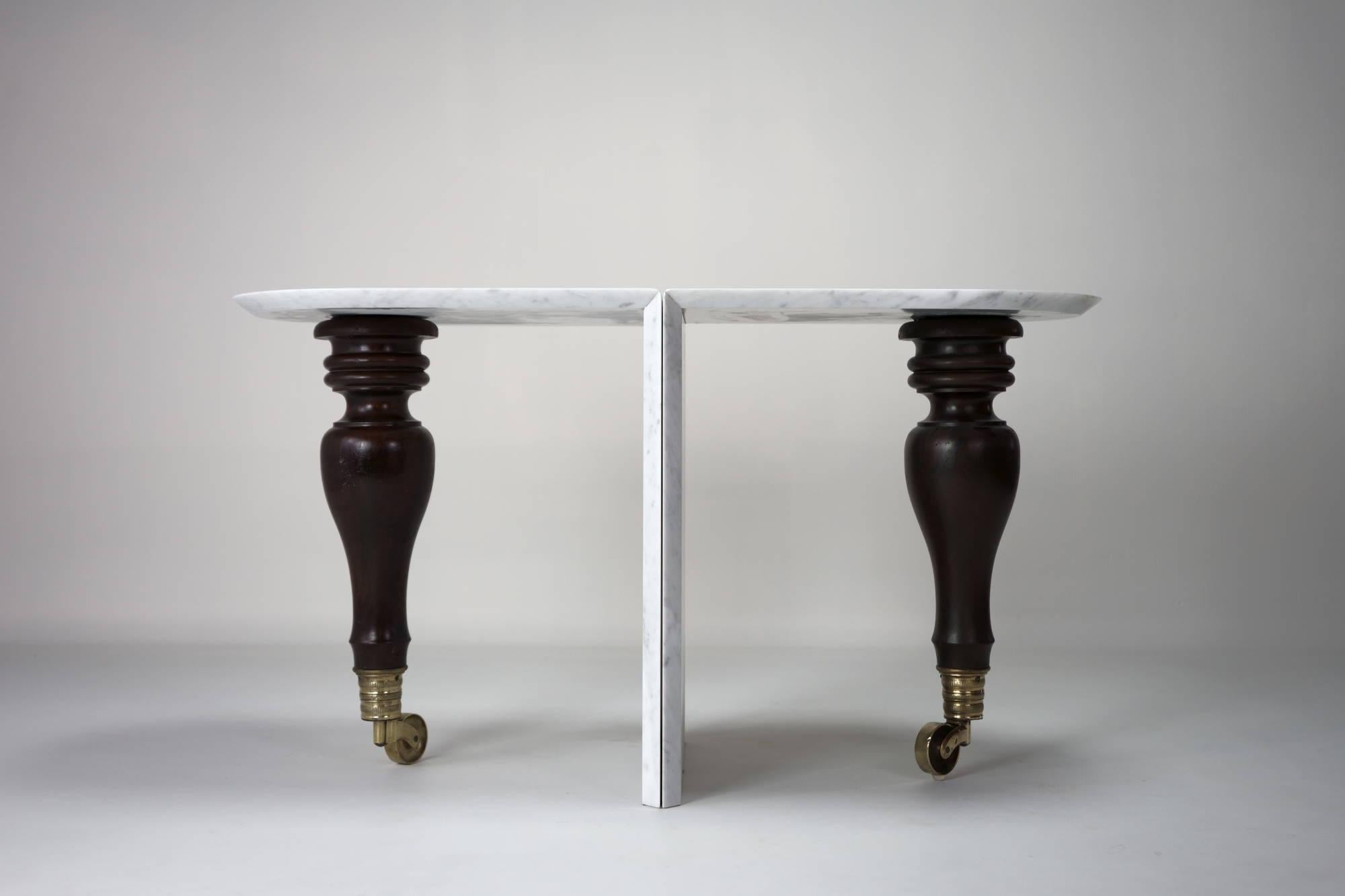 Pianoforte - Carrara Marble Side Table By DFdesignlab Handmade in Italy For Sale 2