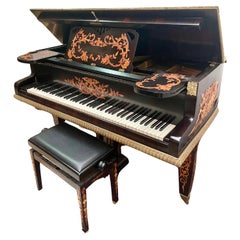 Pianoforte allemande con preziosi legni di frutta e intagli 1930