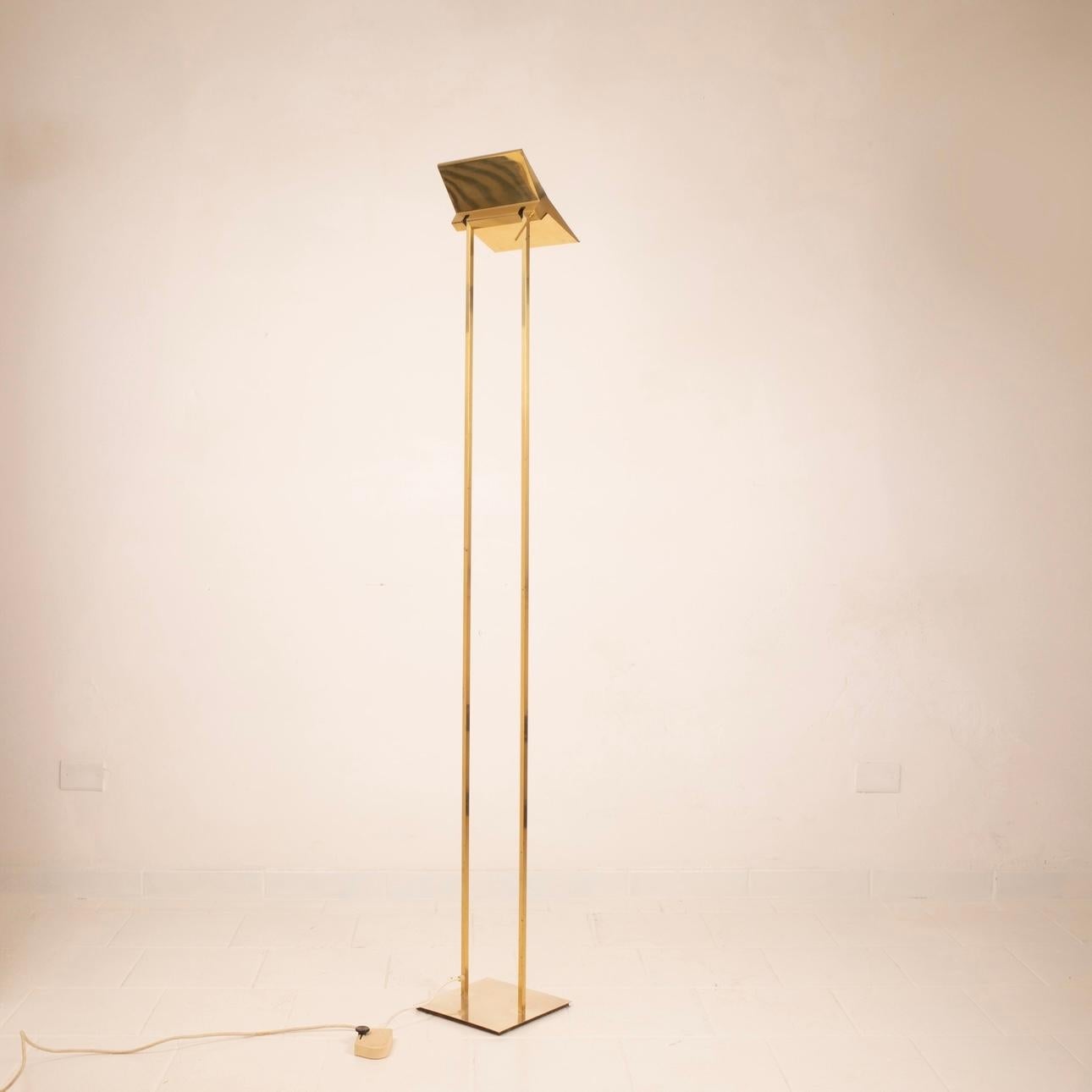 Italian Floor Lamp in Solid Brass by Marco Zotta For Sale