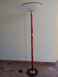 Piantana in vetro di Murano scanalato e ottone, Italia anni ‘70