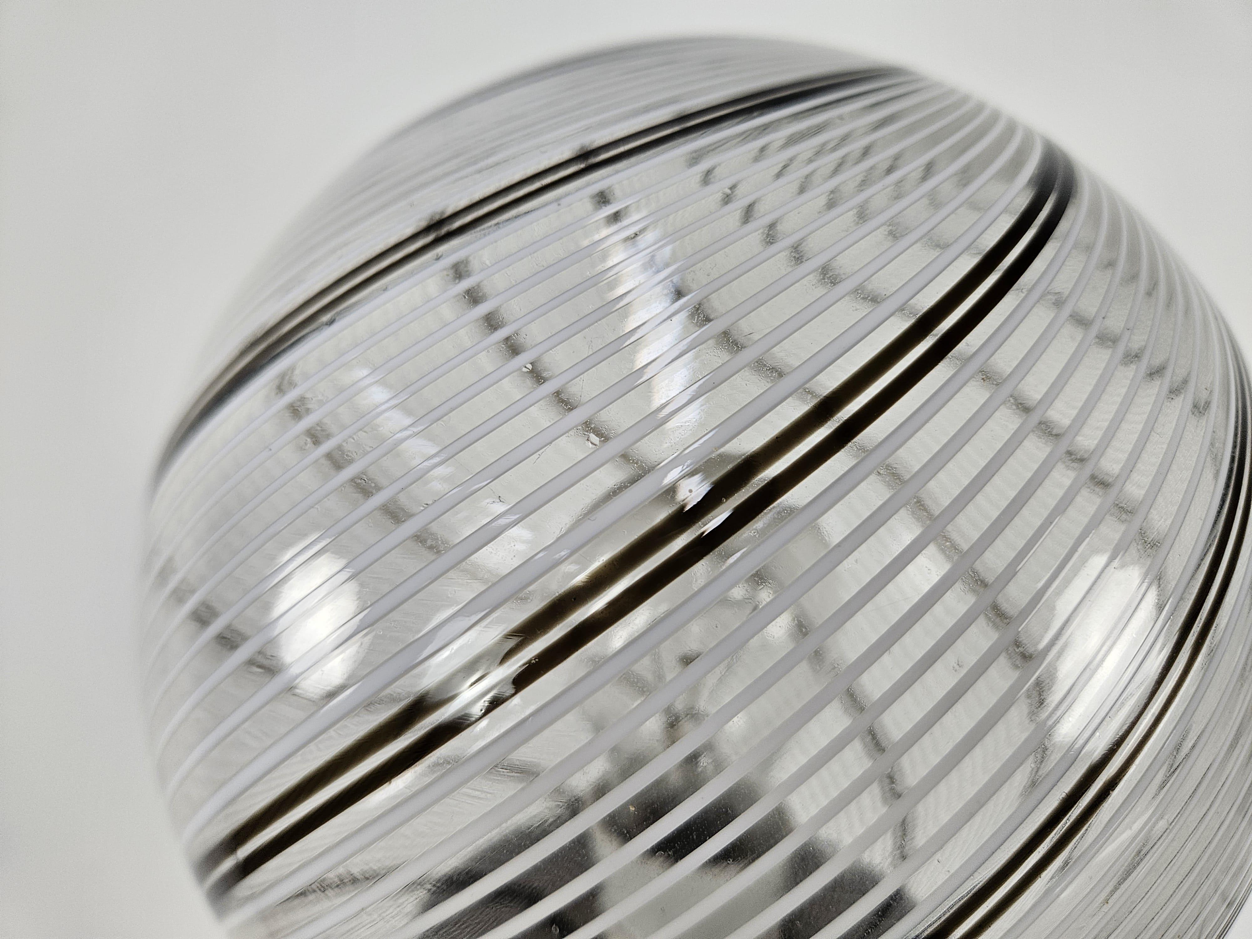 Italian Swirl Murano glass floor lamp with three light points Mid Century 1970s For Sale