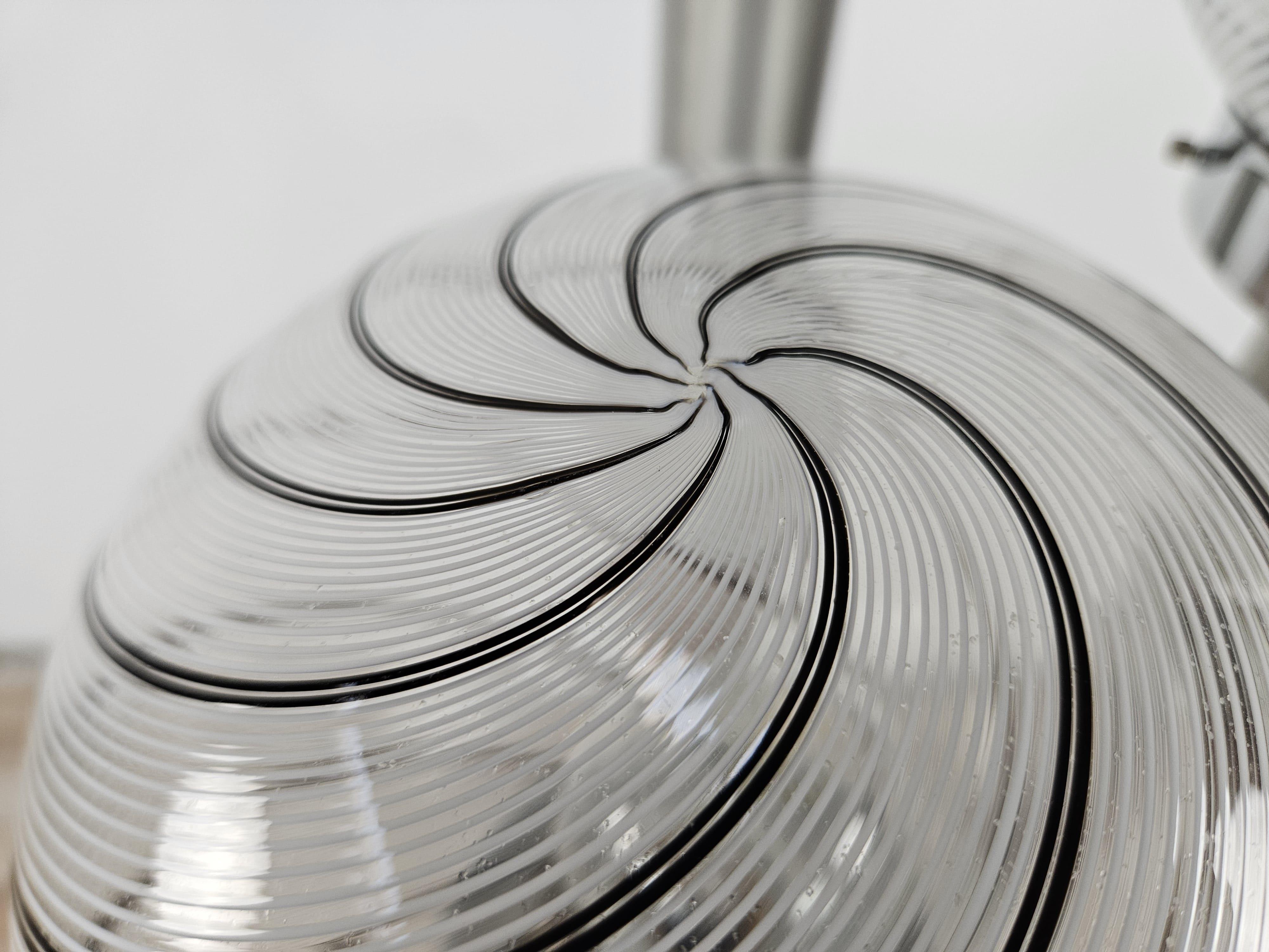 Late 20th Century Swirl Murano glass floor lamp with three light points Mid Century 1970s For Sale