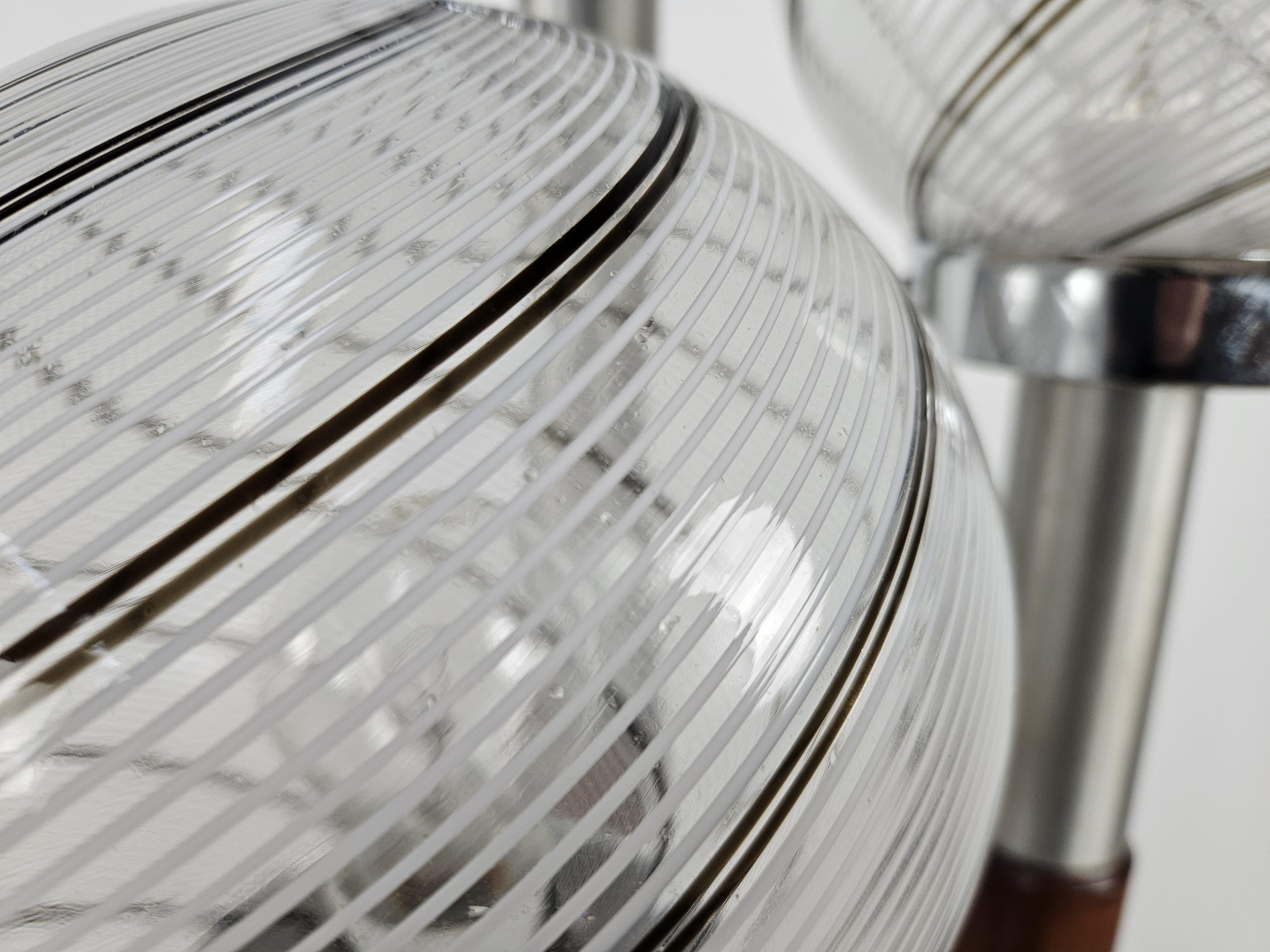 Metal Swirl Murano glass floor lamp with three light points Mid Century 1970s For Sale