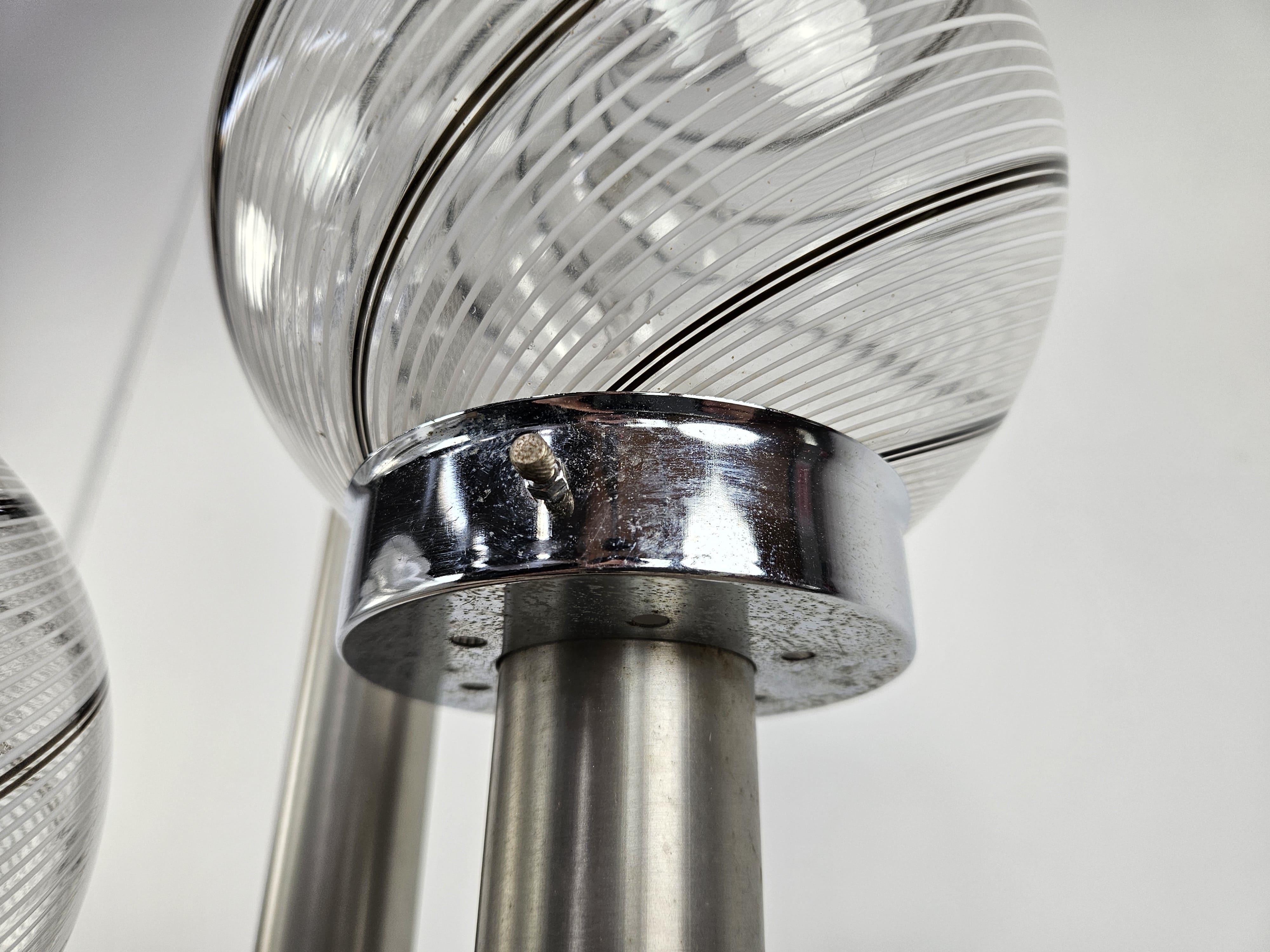 Swirl Murano glass floor lamp with three light points Mid Century 1970s For Sale 2