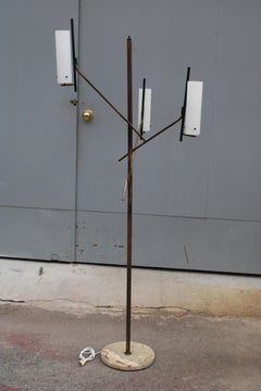 Italian 1950s Brass and Glass Floor Lamp Arredoluce Style