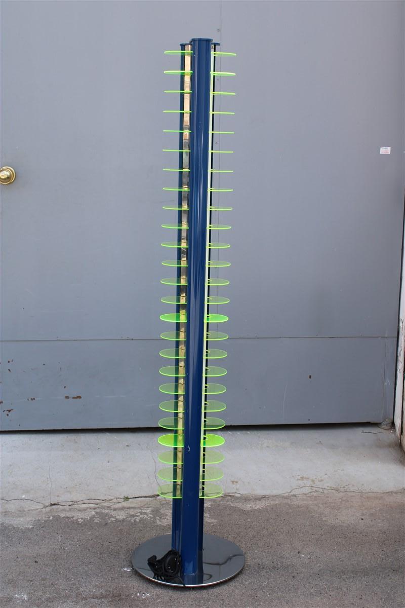 Piantana Optical Amalasunta Vittorio Gregotti per Bilumen 1968 Verde Blu Italia