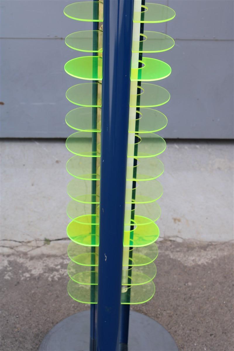 Mid-Century Modern Piantana Optical Amalasunta Vittorio Gregotti pour Bilumen 1968 Verde Blu Italia en vente