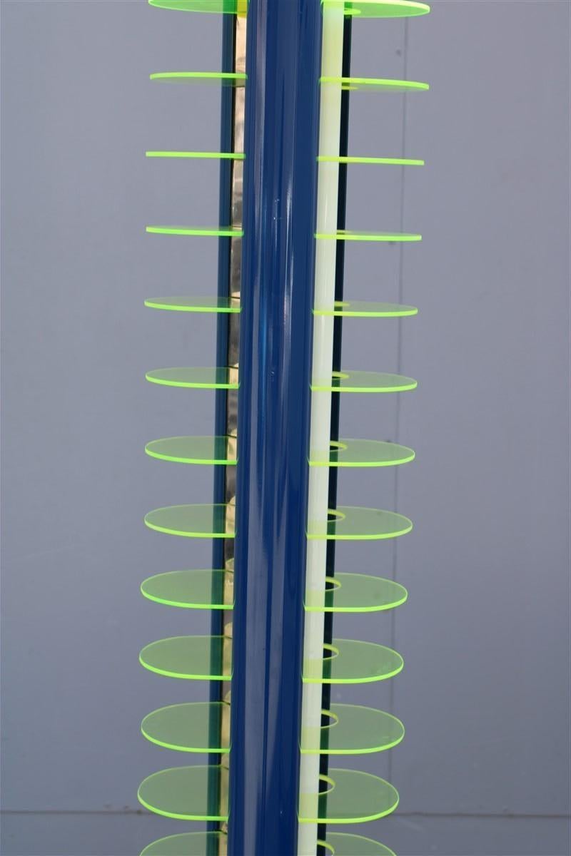 Italian Piantana Optical Amalasunta Vittorio Gregotti pour Bilumen 1968 Verde Blu Italia en vente