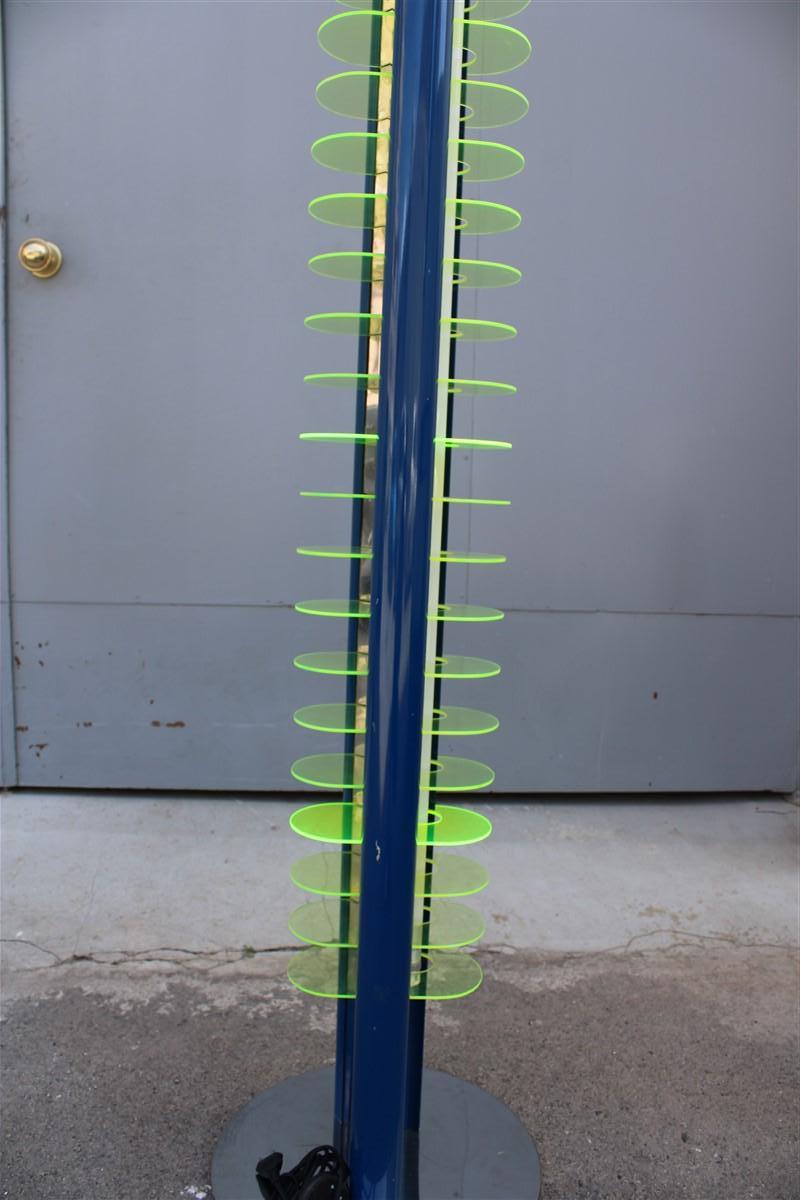 Mid-20th Century Piantana Optical Amalasunta Vittorio Gregotti pour Bilumen 1968 Verde Blu Italia en vente