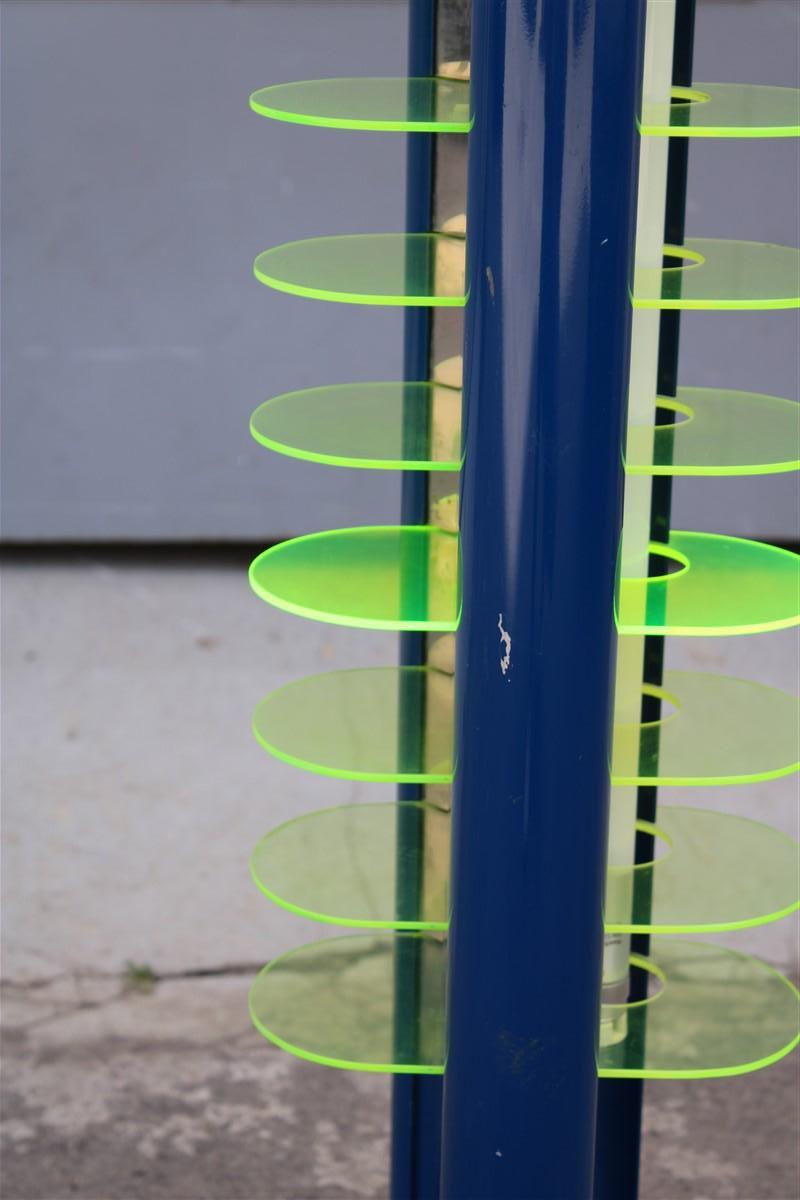 Métal Piantana Optical Amalasunta Vittorio Gregotti pour Bilumen 1968 Verde Blu Italia en vente