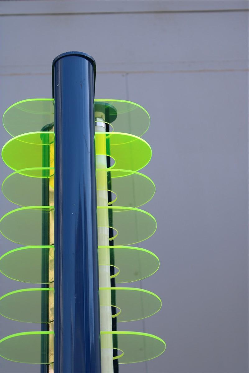 Piantana Optical Amalasunta Vittorio Gregotti pour Bilumen 1968 Verde Blu Italia en vente 1