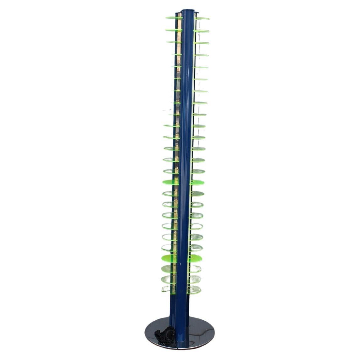 Piantana Optical Amalasunta Vittorio Gregotti pour Bilumen 1968 Verde Blu Italia en vente