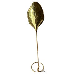 Piantana ottone vintage a forma di foglia