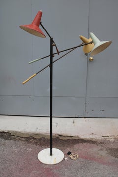 Lámpara de pie Stilnovo Bruo Gatta años 50 brazos direccionales rara pieza de colección