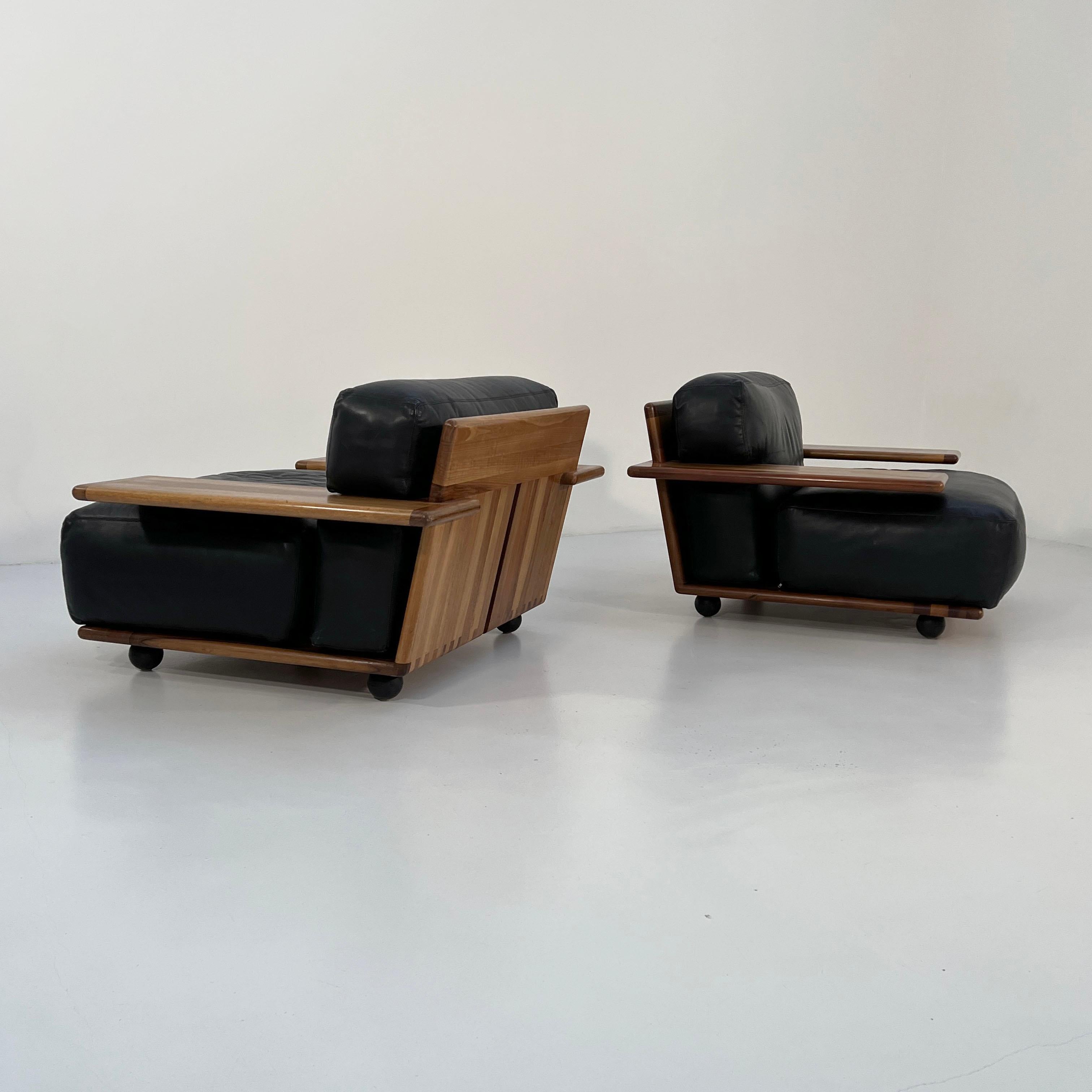 Pianura Armchair in Black Leather by Mario Bellini for Cassina, 1970s For Sale 8