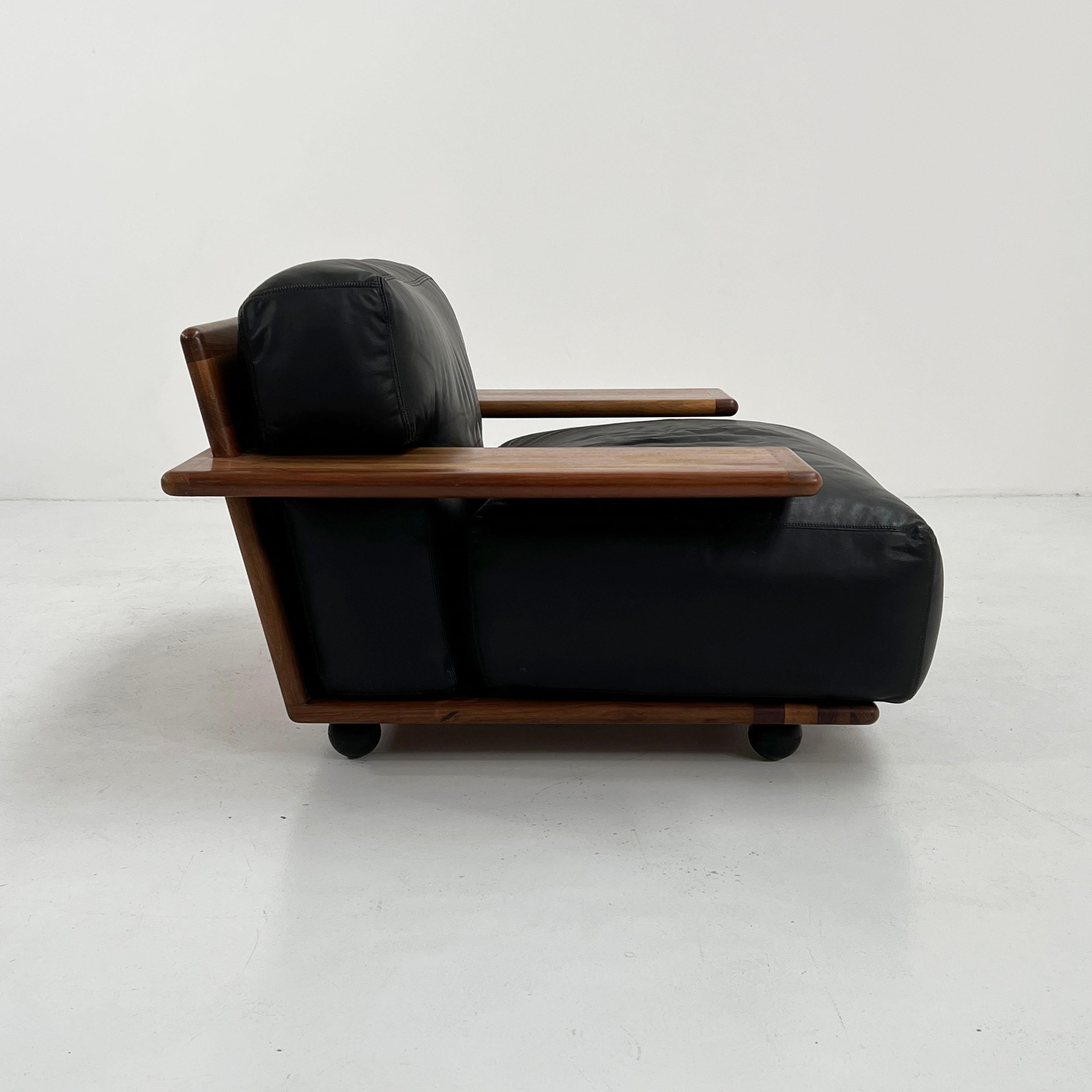 Pianura Armchair in Black Leather by Mario Bellini for Cassina, 1970s In Good Condition For Sale In Ixelles, Bruxelles