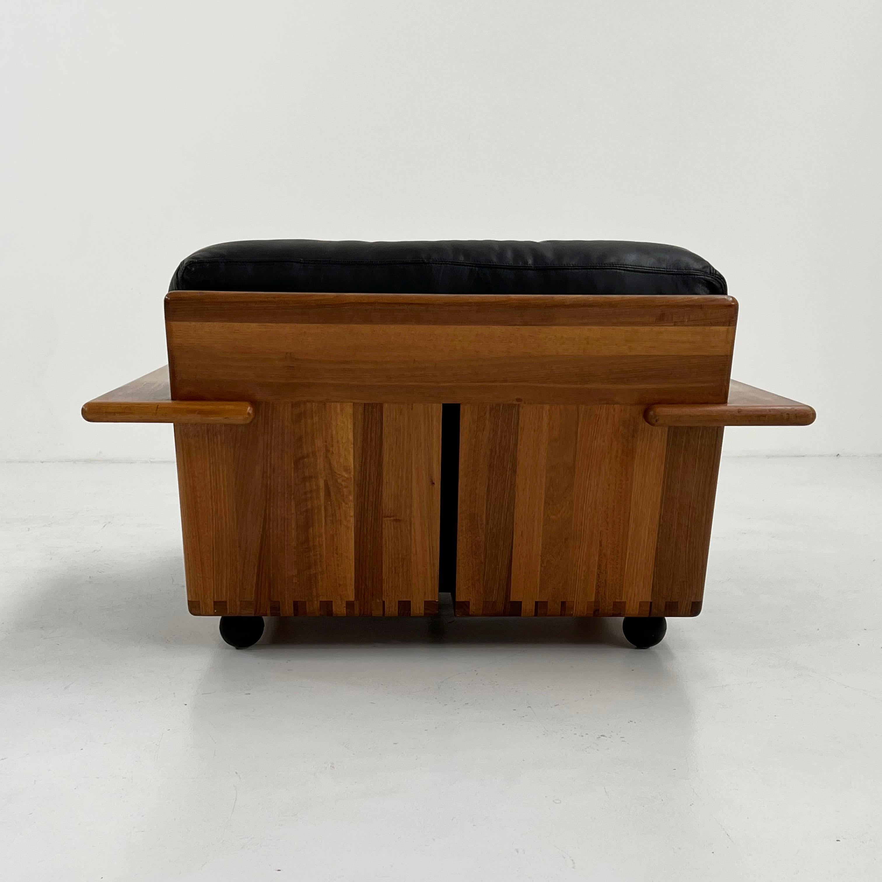 Fin du 20e siècle Fauteuil Pianura en cuir noir par Mario Bellini pour Cassina, 1970 en vente