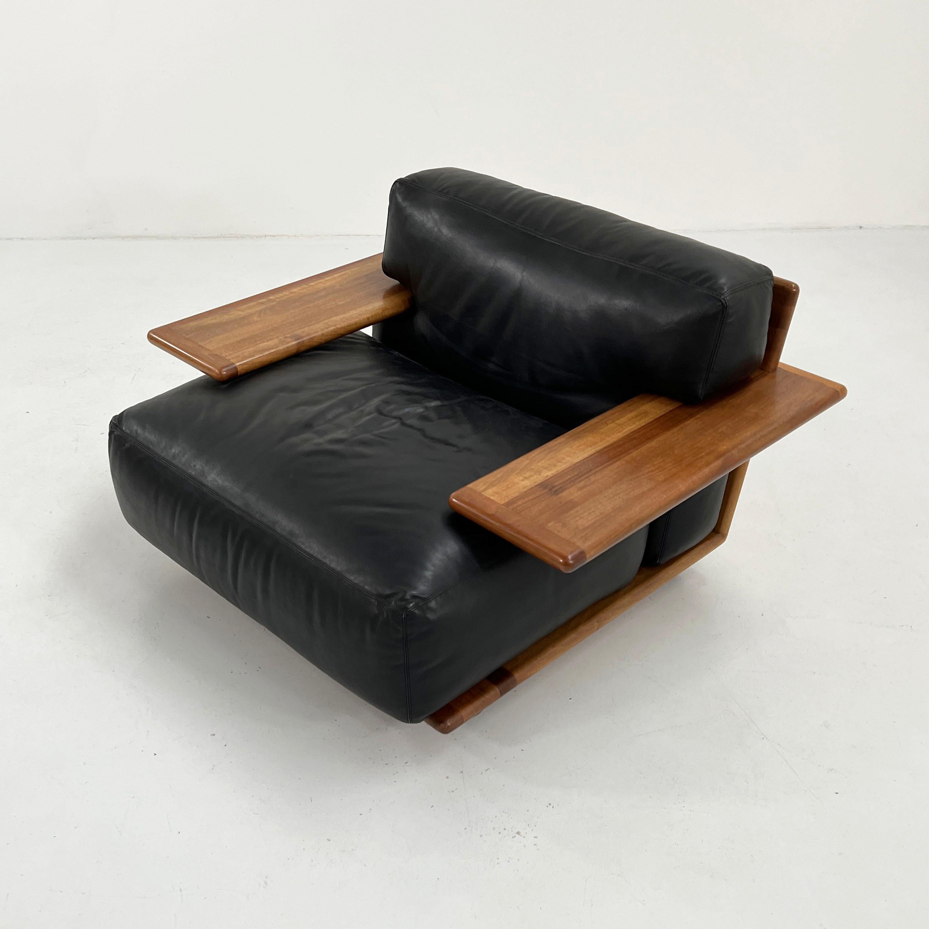 Pianura Armchair in Black Leather by Mario Bellini for Cassina, 1970s For Sale 2
