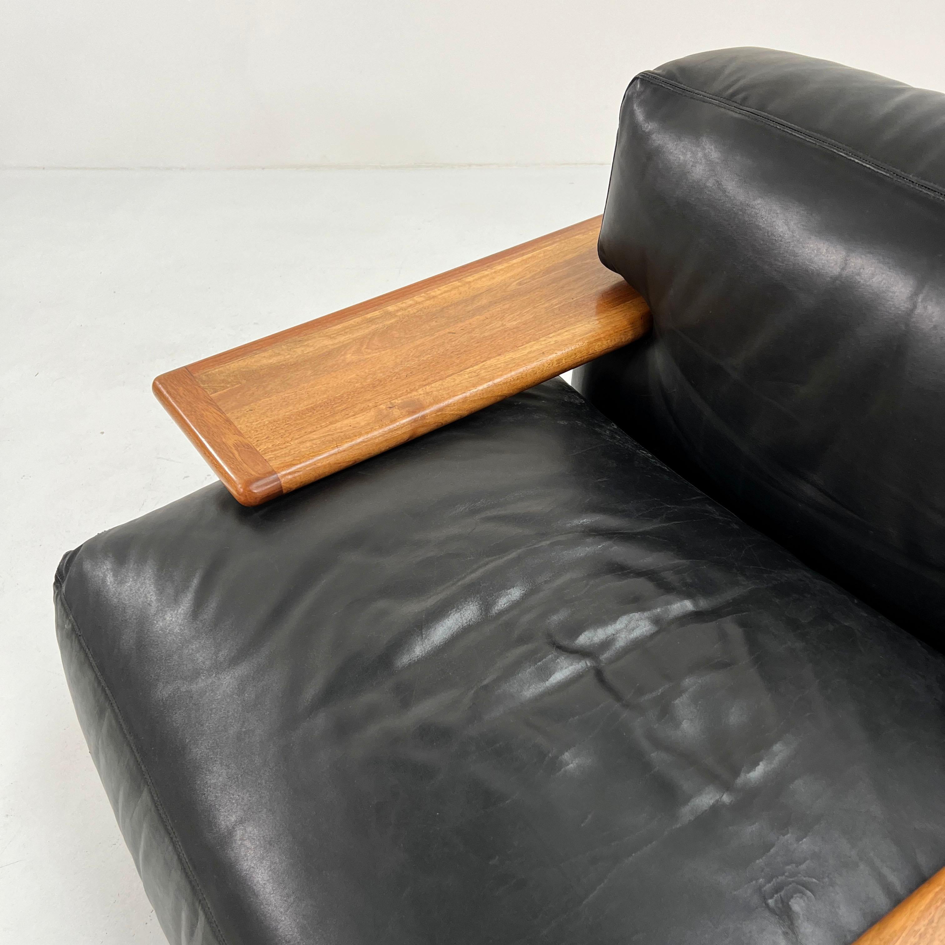Pianura Armchair in Black Leather by Mario Bellini for Cassina, 1970s For Sale 3