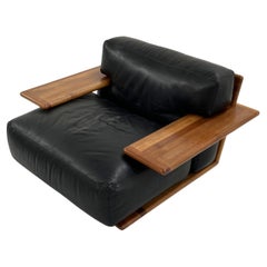 Fauteuil Pianura en cuir noir par Mario Bellini pour Cassina, 1970