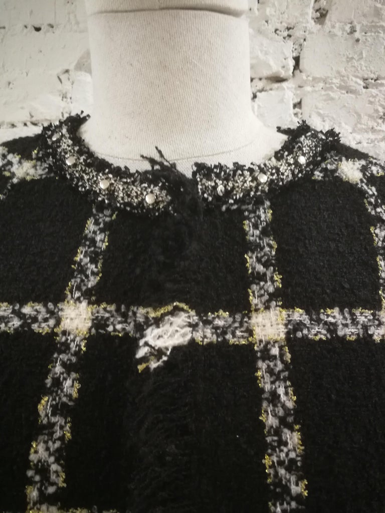 Pianura Studio - Manteau en tweed noir et blanc - En vente sur 1stDibs